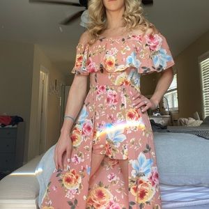 Floral high low romper, small